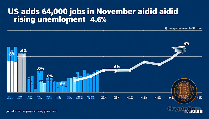 📊 В США в ноябре добавлено 64,000 рабочих мест при росте безработицы до 4,6%