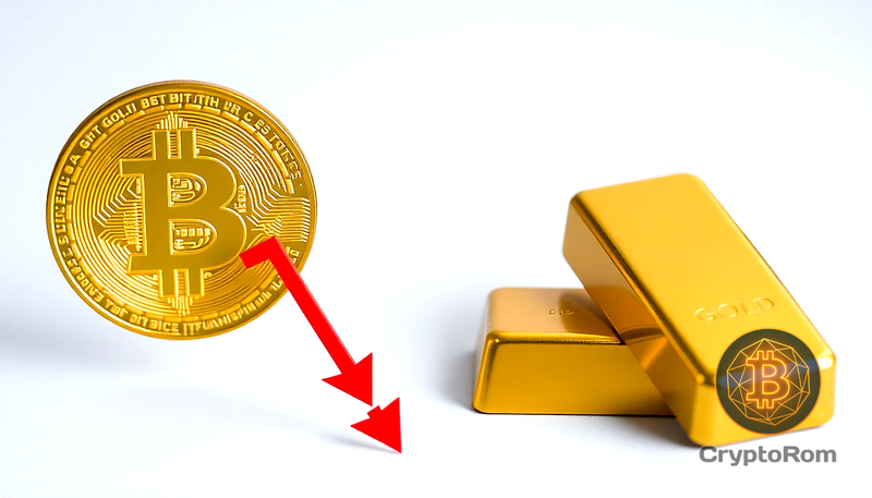 📉 Bitcoin продолжает падать по отношению к золоту