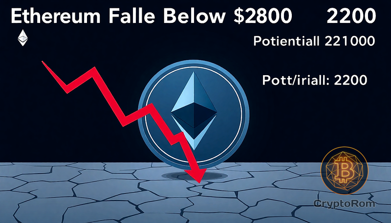 📉 Ethereum упал ниже $2800, возможное снижение на 22%