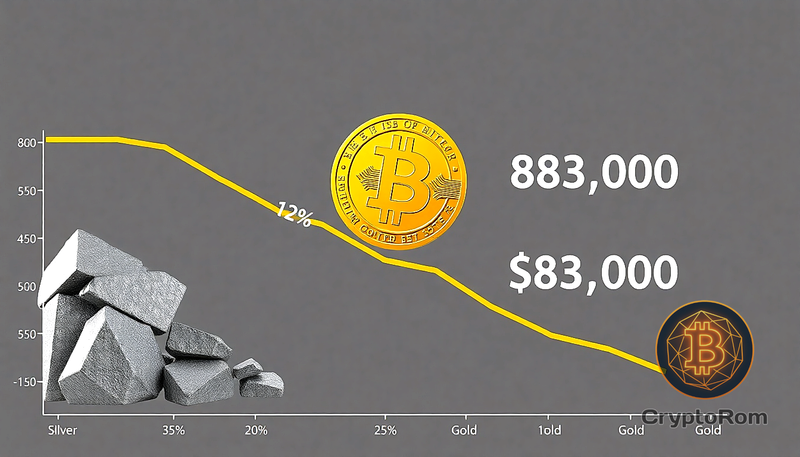 📉 Обвал драгоценных металлов: серебро падает на 35%, золото на 12%, биткоин держится на $83,000