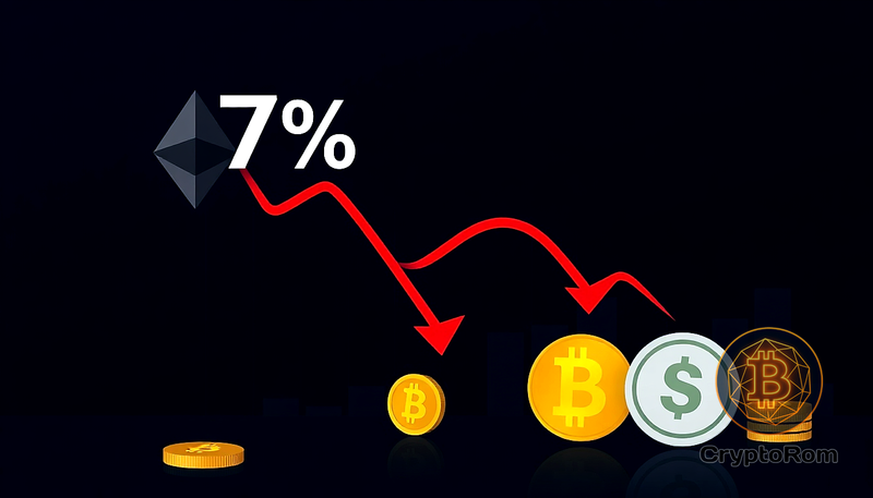 📉 Криптовалюты ETH, SOL и DOGE упали на 7% из-за ликвидации ставок