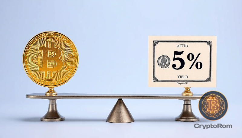 💰 Биткойн сталкивается с доходностью казначейских облигаций в 5%