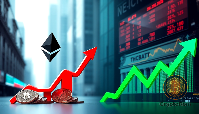 📉 Bitcoin и Ethereum падают, фондовые рынки растут