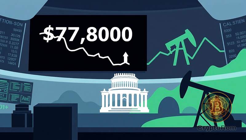 📉 Биткоин падает до $77,800 на фоне голосования по Clarity Act и роста цен на нефть