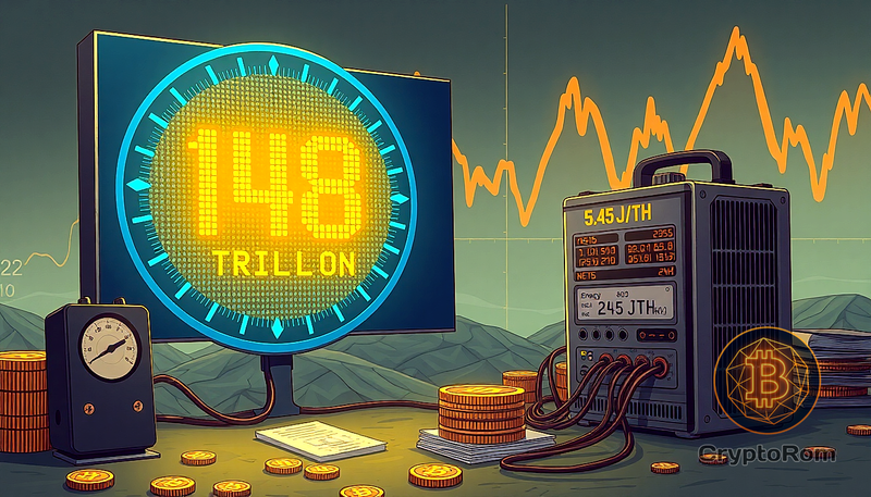 🛠️ Сложность майнинга Bitcoin достигла 148 триллионов